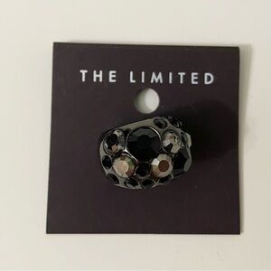 The Limited Black Cocktail Statement Ring Size 7